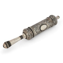 Large Silver Megillah Case with Esther Scroll by Bezalel