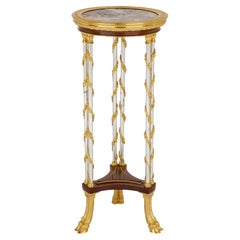 French Ormolu and Steel Guéridon with Marble Top, after Weisweiler