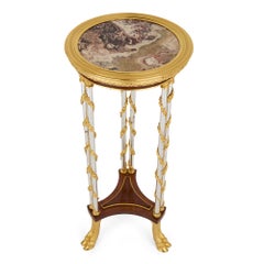 French Ormolu and Steel Guéridon with Marble Top, after Weisweiler