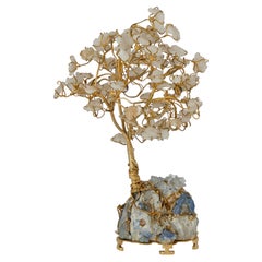 Modell eines Bonsai-Baums aus Silber und Quarz