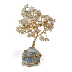 Modell eines Bonsai-Baums aus Silber und Quarz