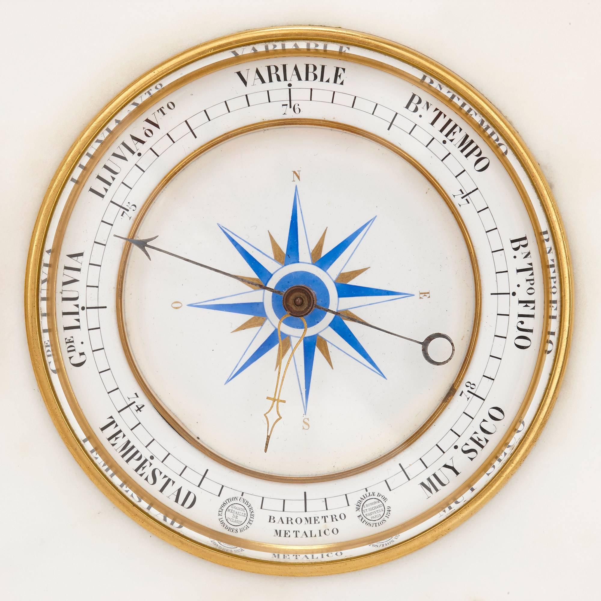 Orologio da tavolo in marmo di Carrara con barometro, termometro e calendario perpetuo In condizioni buone in vendita a London, GB