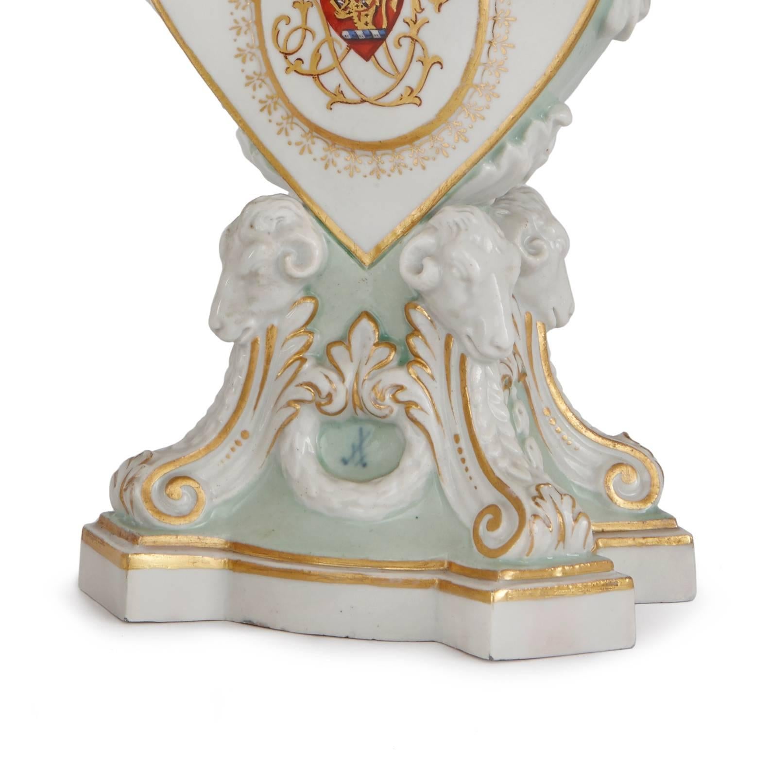 Romantic Pair of Heart Shaped Meissen Porcelain Candleholders For Sale