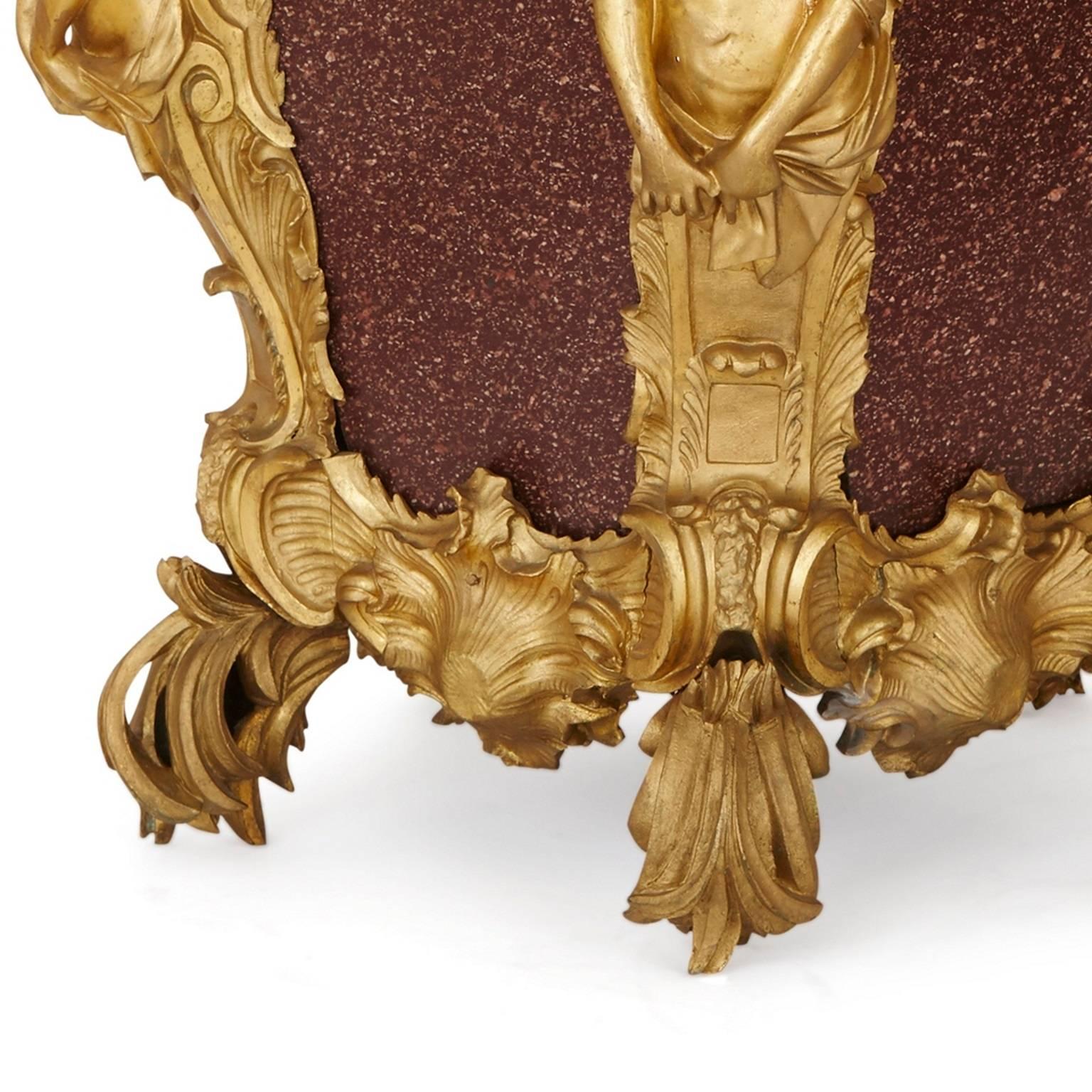 Pair of gilt bronze and porphyry antique French jardinières In Good Condition For Sale In London, GB