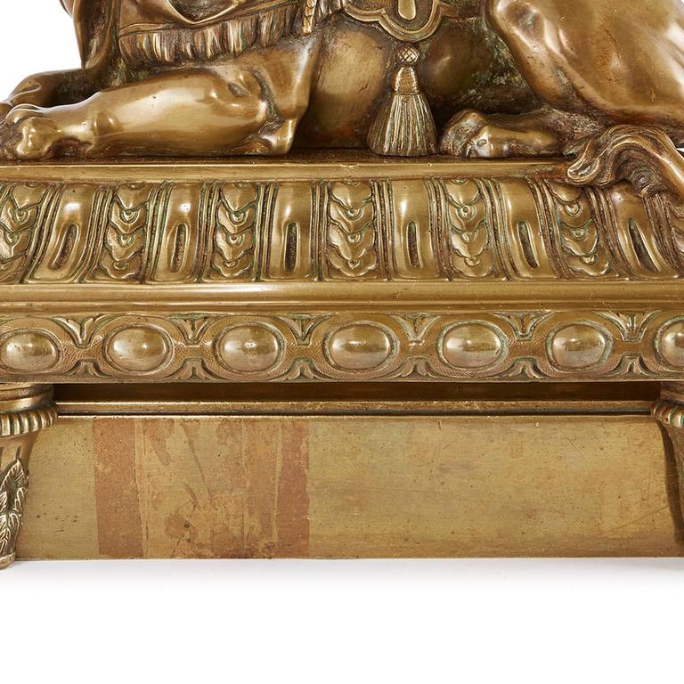 French Antique 19th Century Gilt Bronze Fireplace Fender in the Empire