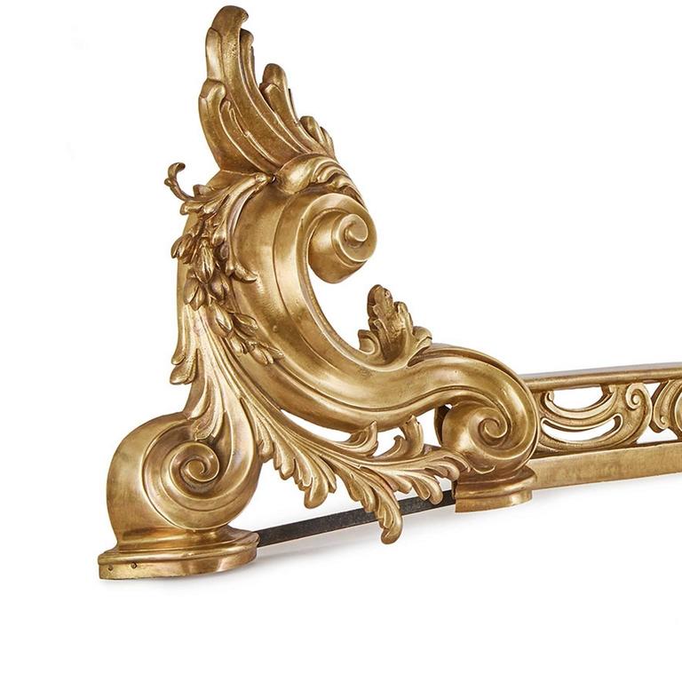 Antique Rococo Style French Gilt Bronze ‘Ormolu’ Gold Fireplace Fender