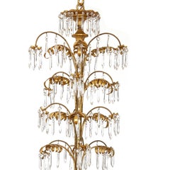 French Antique Belle Epoque Style Ormolu and Cut-Glass Twelve-Light Chandelier
