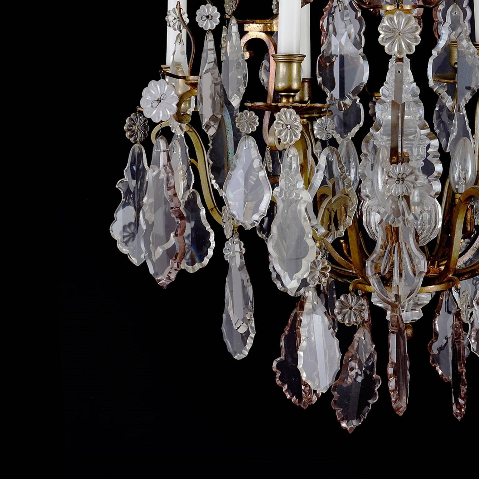 19th Century Ormolu and Cut Glass Antique Belle Époque Style French Six-Light Chandelier