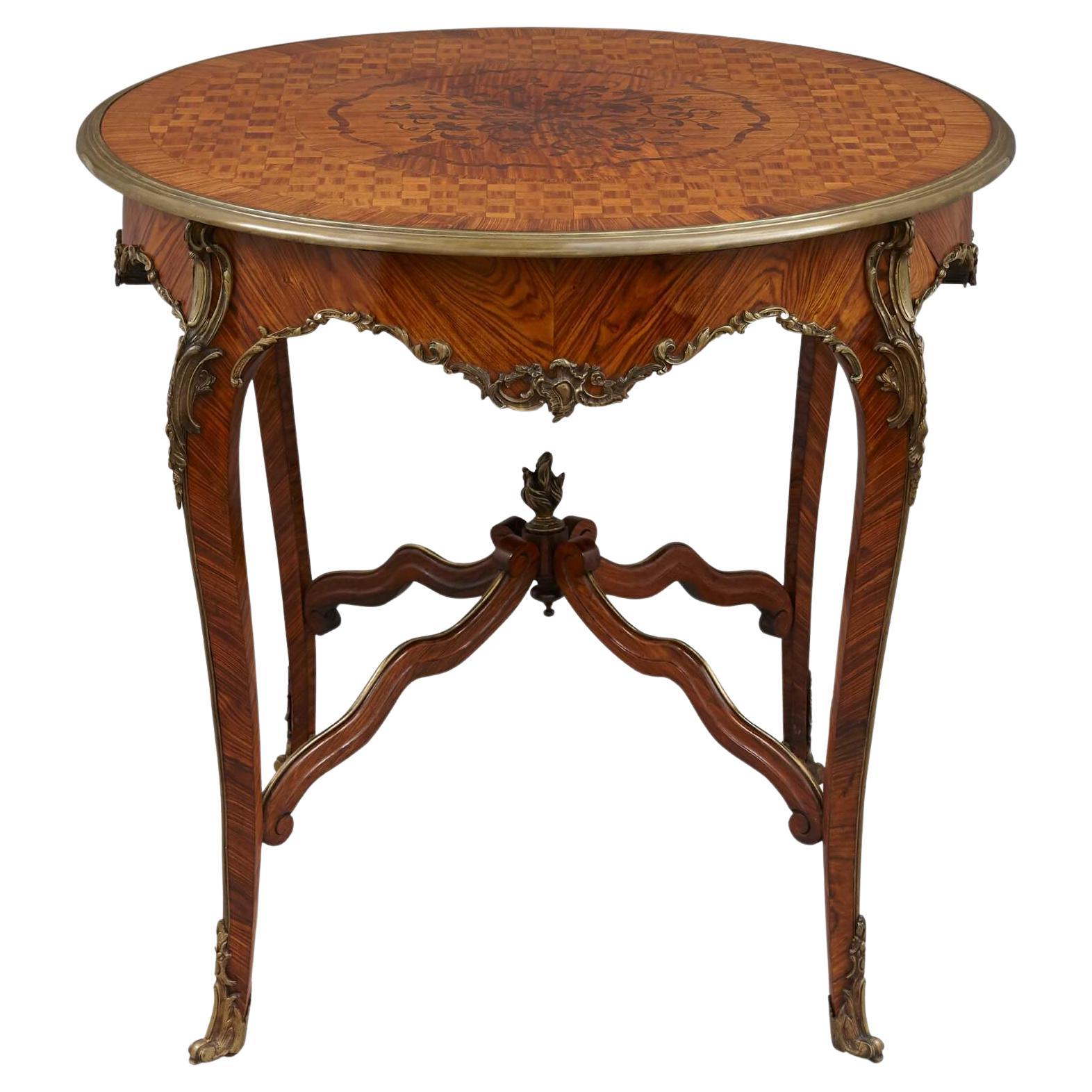 Louis XV Style Ormolu-Mounted Parquetry Circular Centre Table