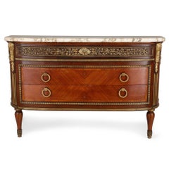 Neoclassical Style Marble and Ormolu-Mounted Wood Commode After Leleu