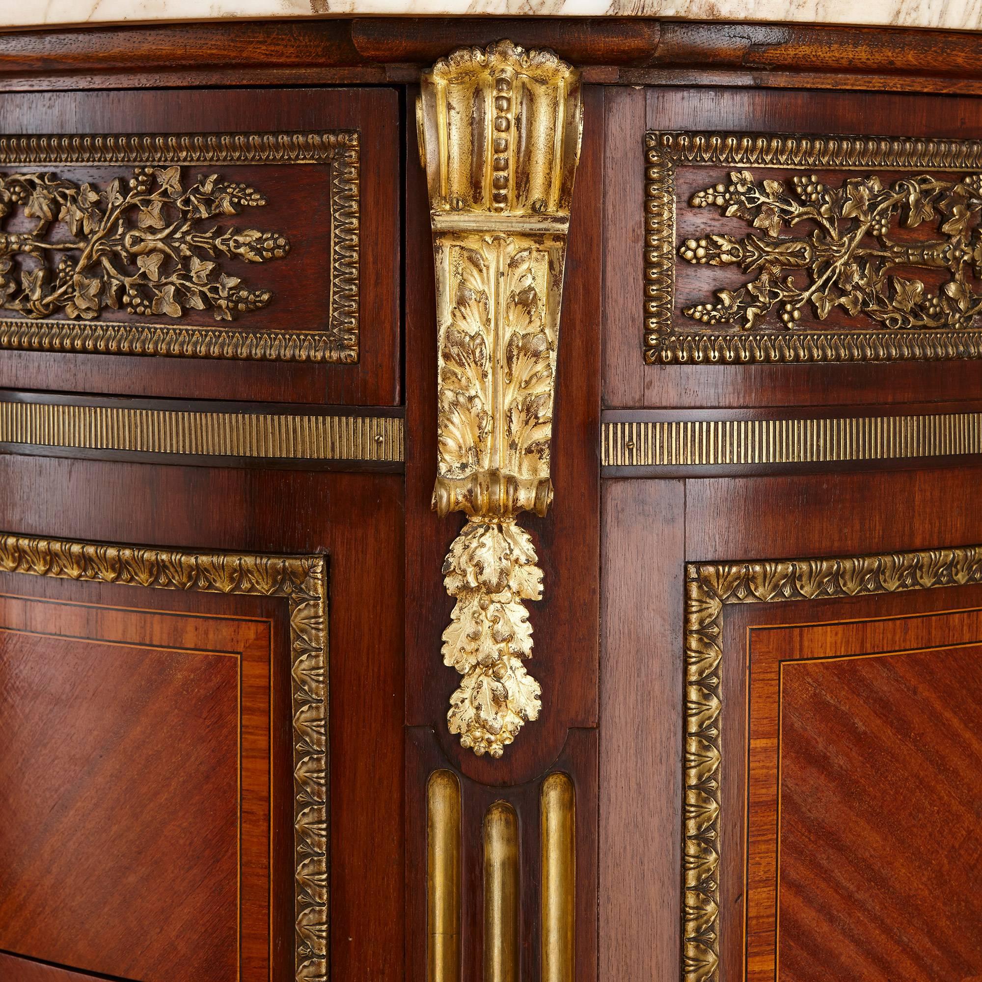 20th Century Neoclassical Style Marble and Ormolu-Mounted Wood Commode After Leleu For Sale