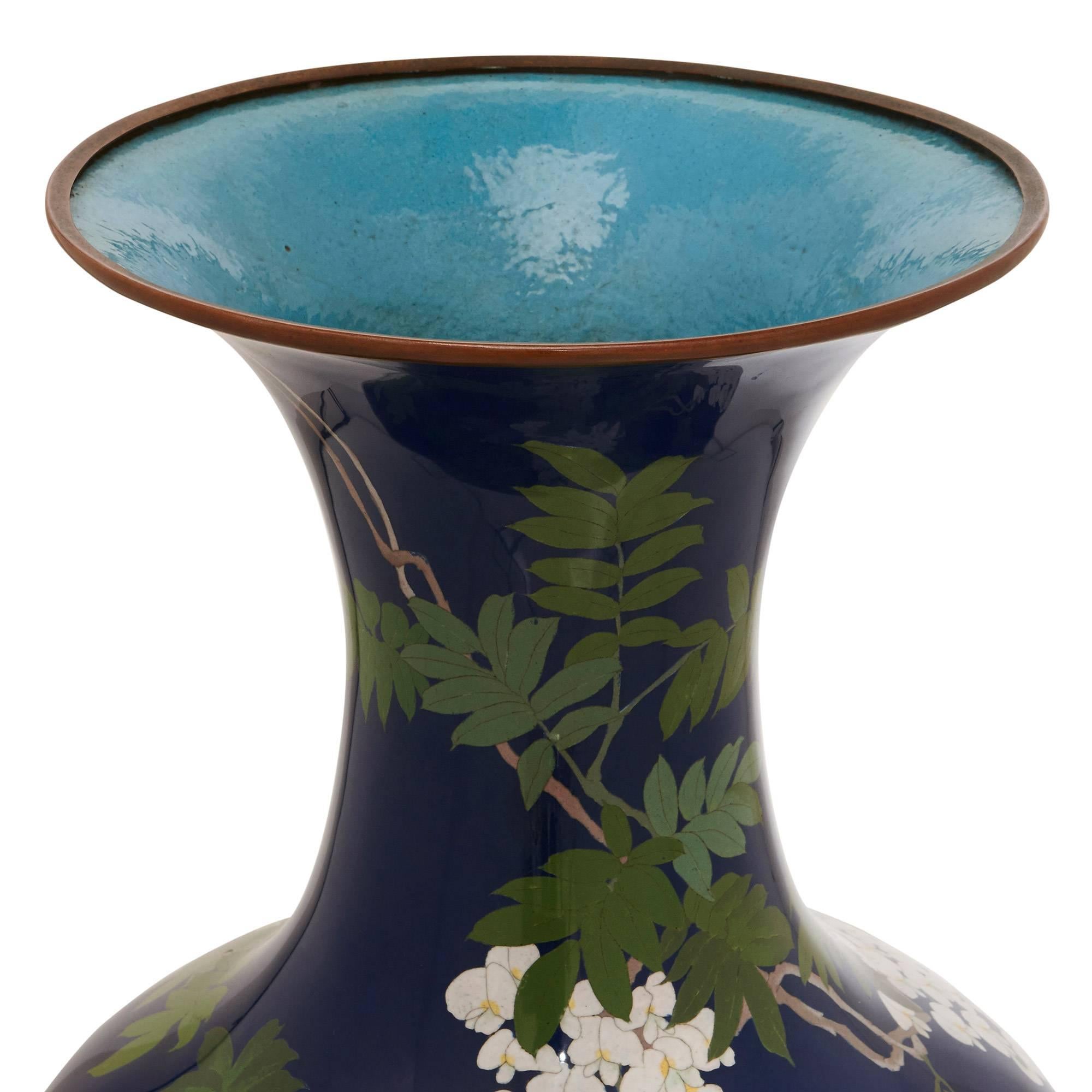 19th Century Pair of Antique Cloisonne Enamel Japanese Meiji Period Vases
