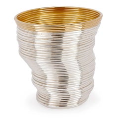 Two Contemporary Silver and Gilt Coiled Slinky Beakers by Nan Nan Liu