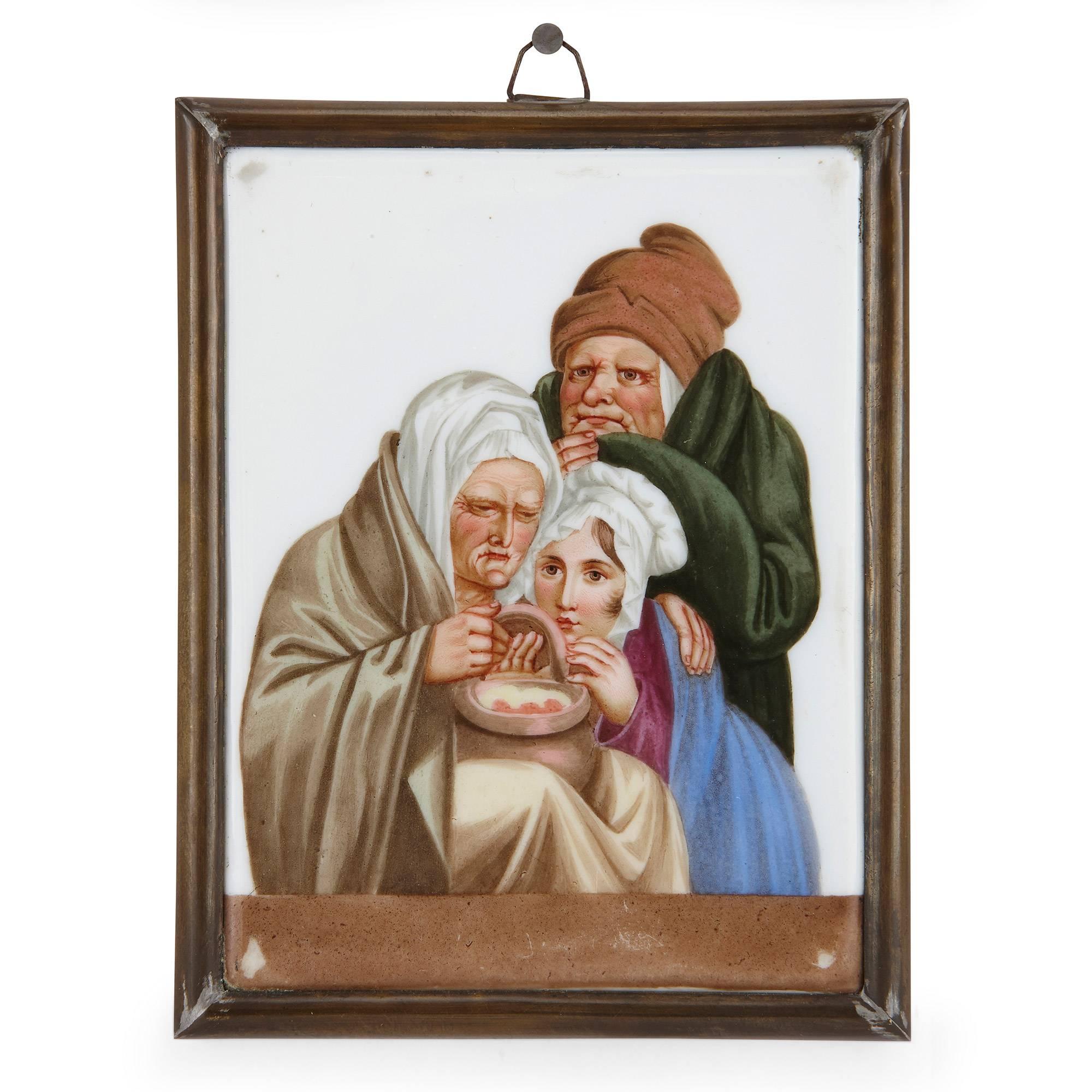 Doré Quatre plaques en porcelaine de Meissen représentant les Four Seasons en vente