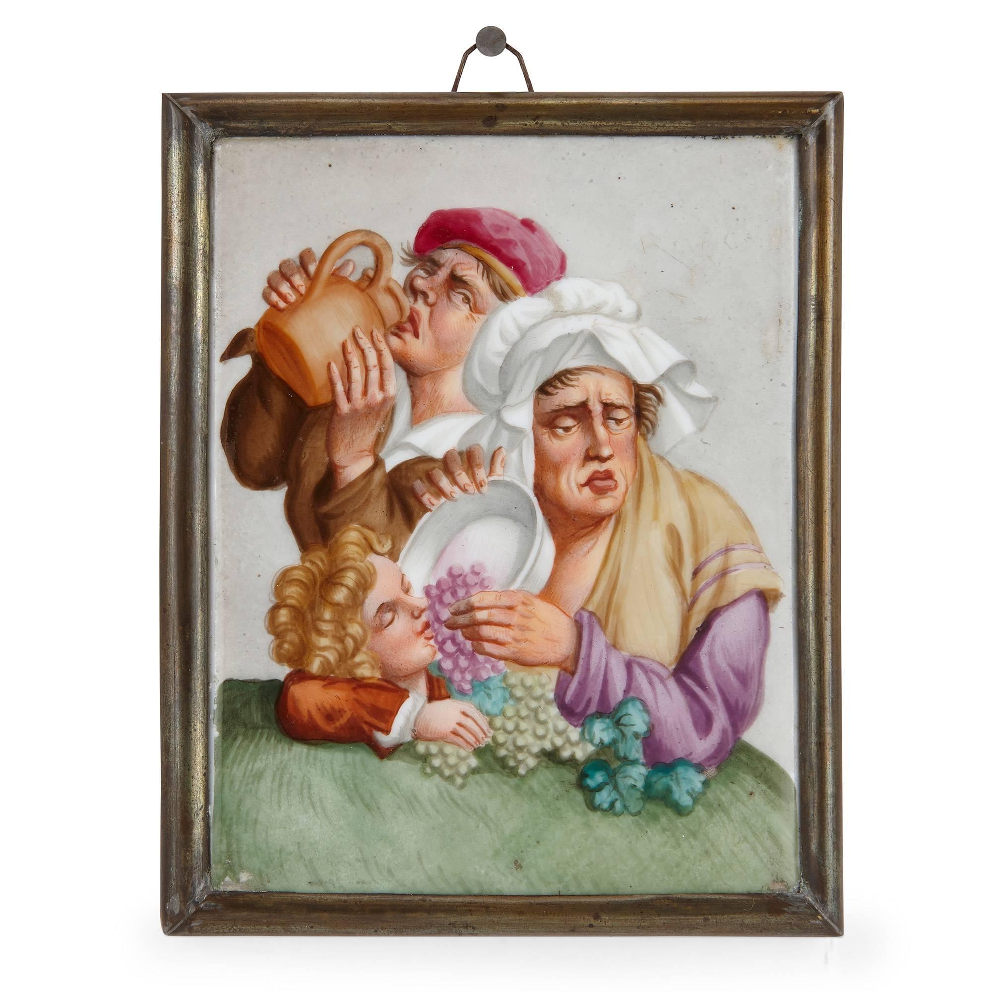 Allemand Quatre plaques en porcelaine de Meissen représentant les Four Seasons en vente