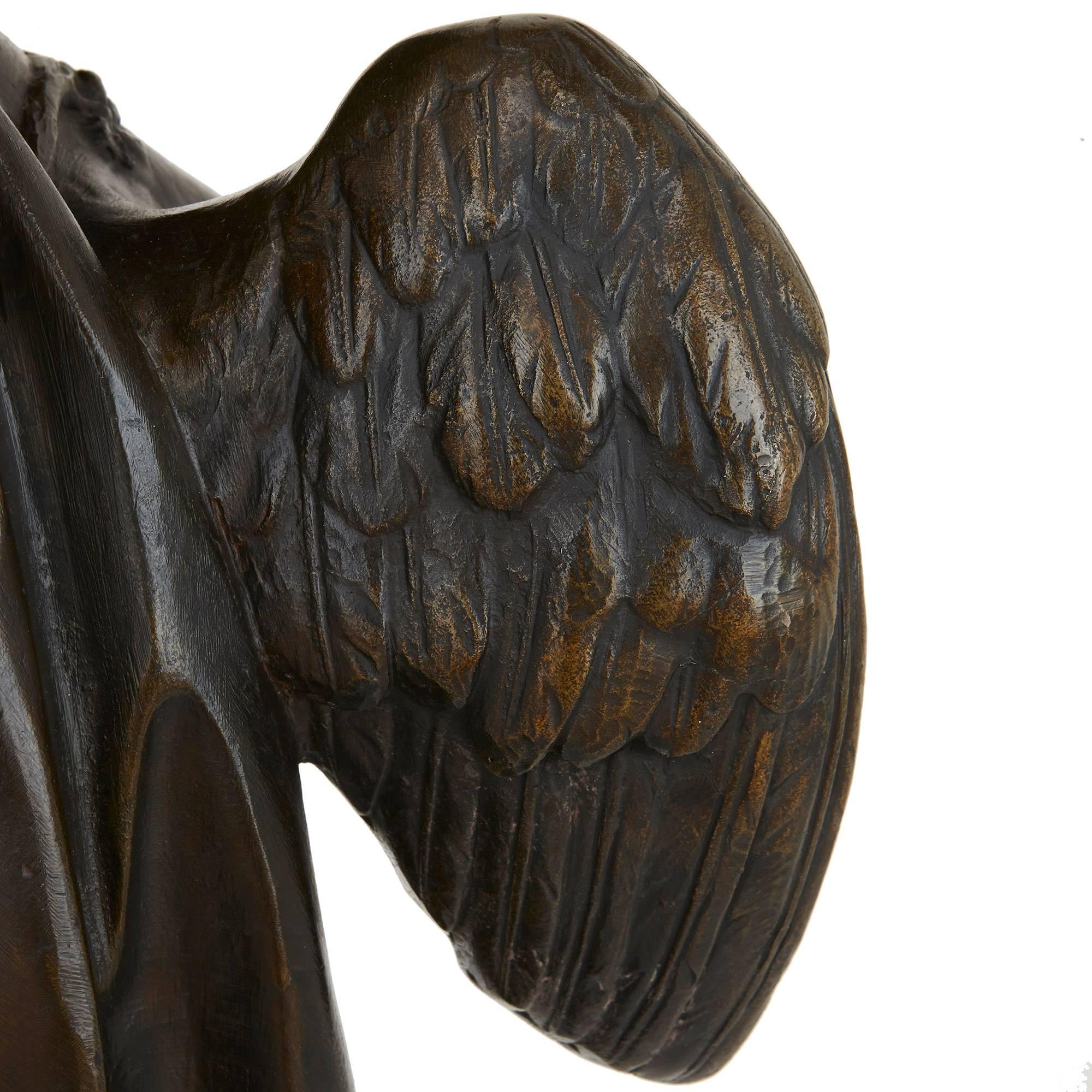 Bronze doré Paire de torchères monumentales françaises anciennes en marbre et bronze en vente