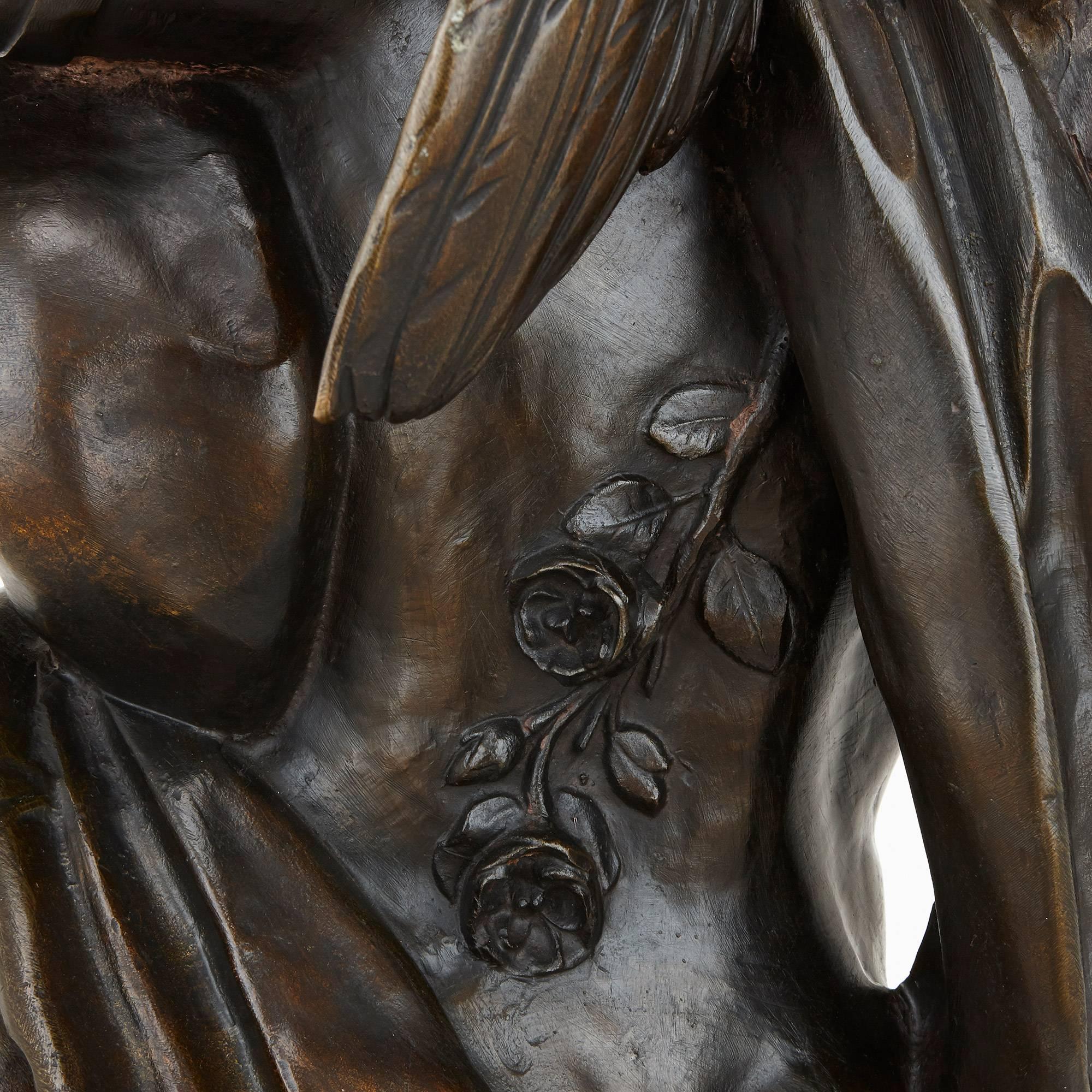 Monumentale französische Fackeln aus antikem Marmor und Bronze aus Marmor und Bronze, Monumental (19. Jahrhundert) im Angebot