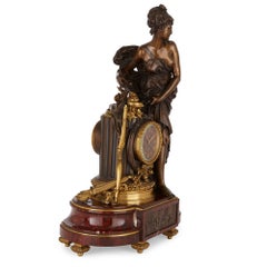Lemerle-Charpentier & Cie Marble, Gilt and Patinated Bronze Clock Set