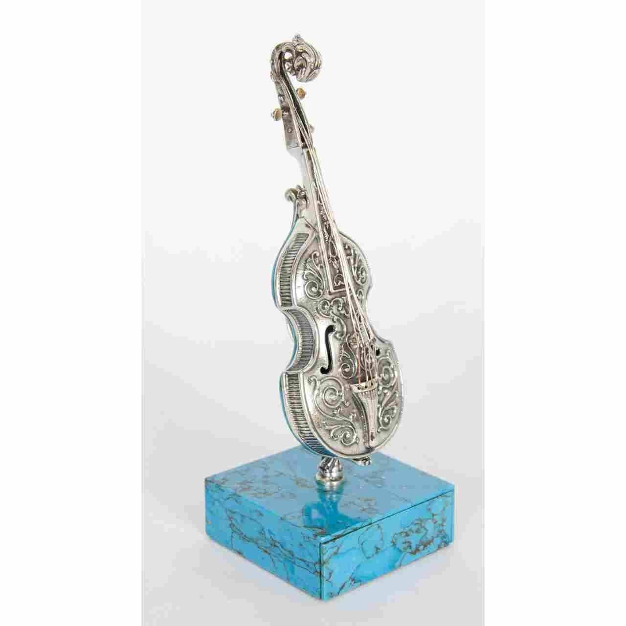 Belle Époque Set of Five Antique Viennese Miniature Silver and Turquoise Instruments
