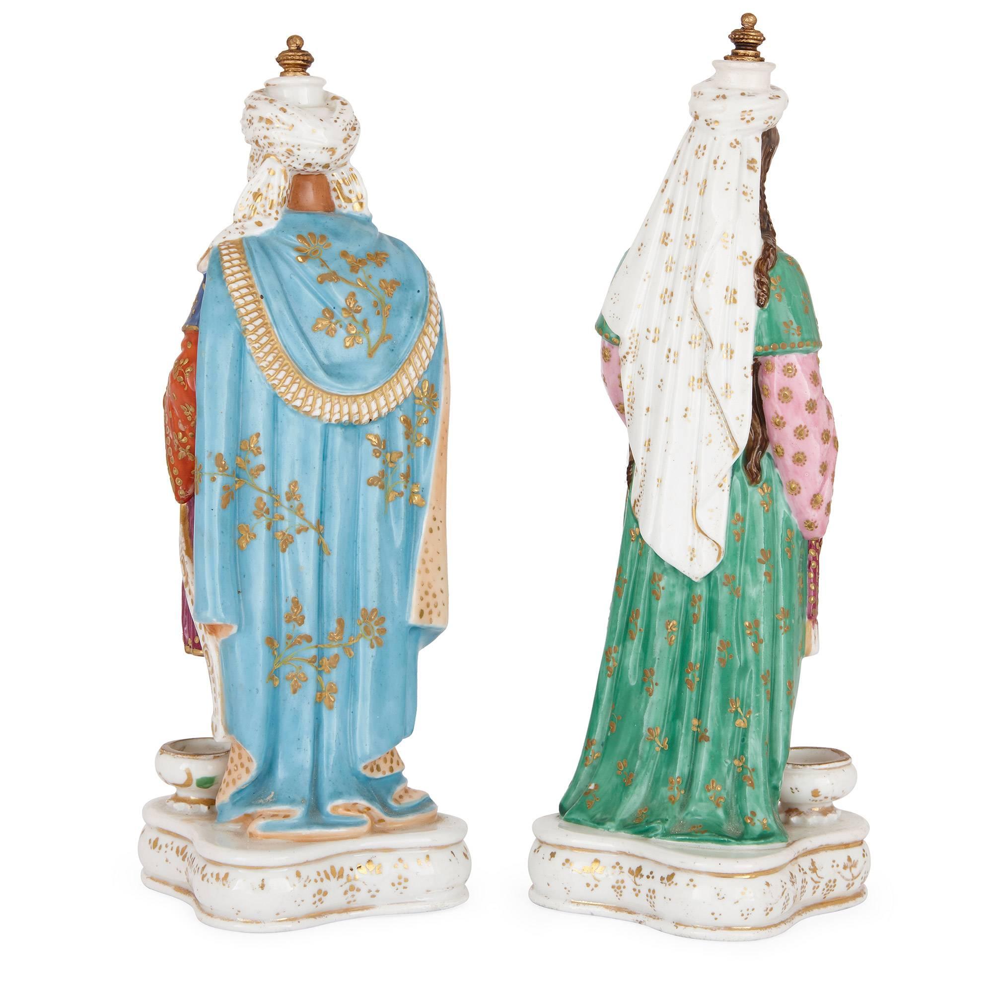 French Pair of Antique Porcelain Perfume Bottles by Jacob Petit