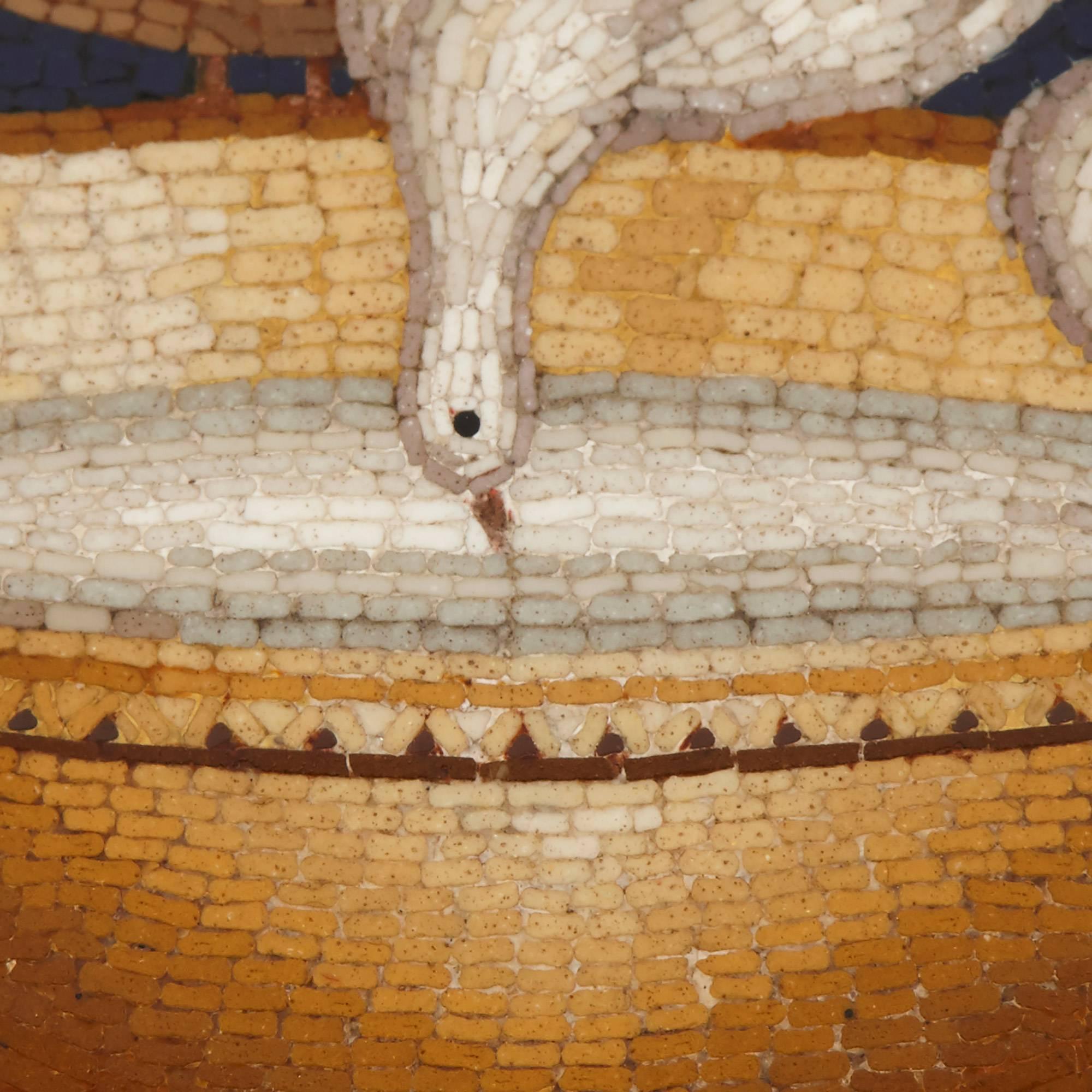 Mosaic Antique Italian Micromosaic Plaque Depicting the Capitoline Doves For Sale