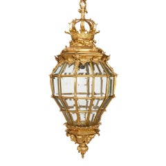 Very Large French Ormolu and Bevelled Glass Lantern