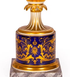 Antique Pair of Royal Worcester Porcelain and Gilt Urns