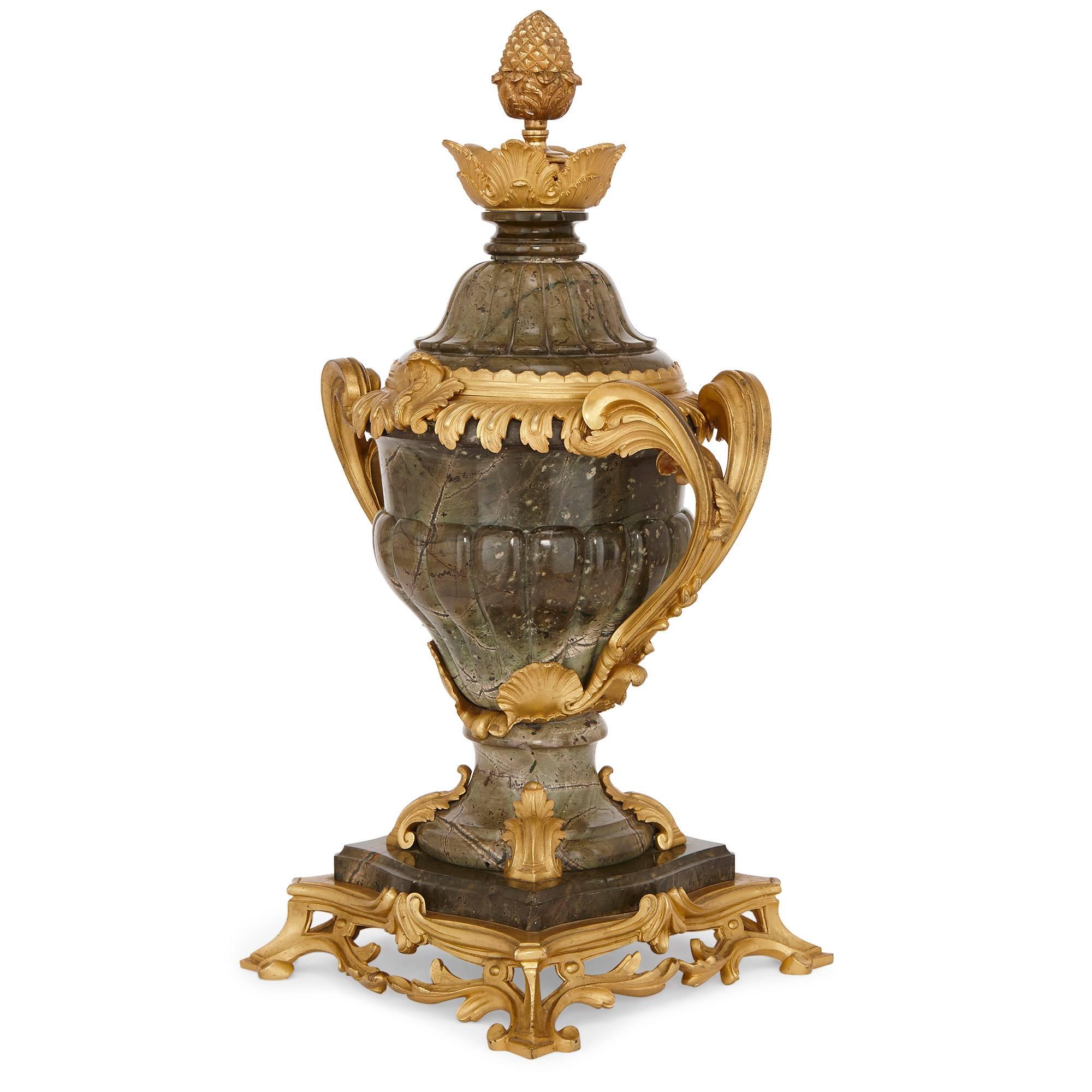 Ormolu-Mounted Rococo Style Antique Marble Urn For Sale 2