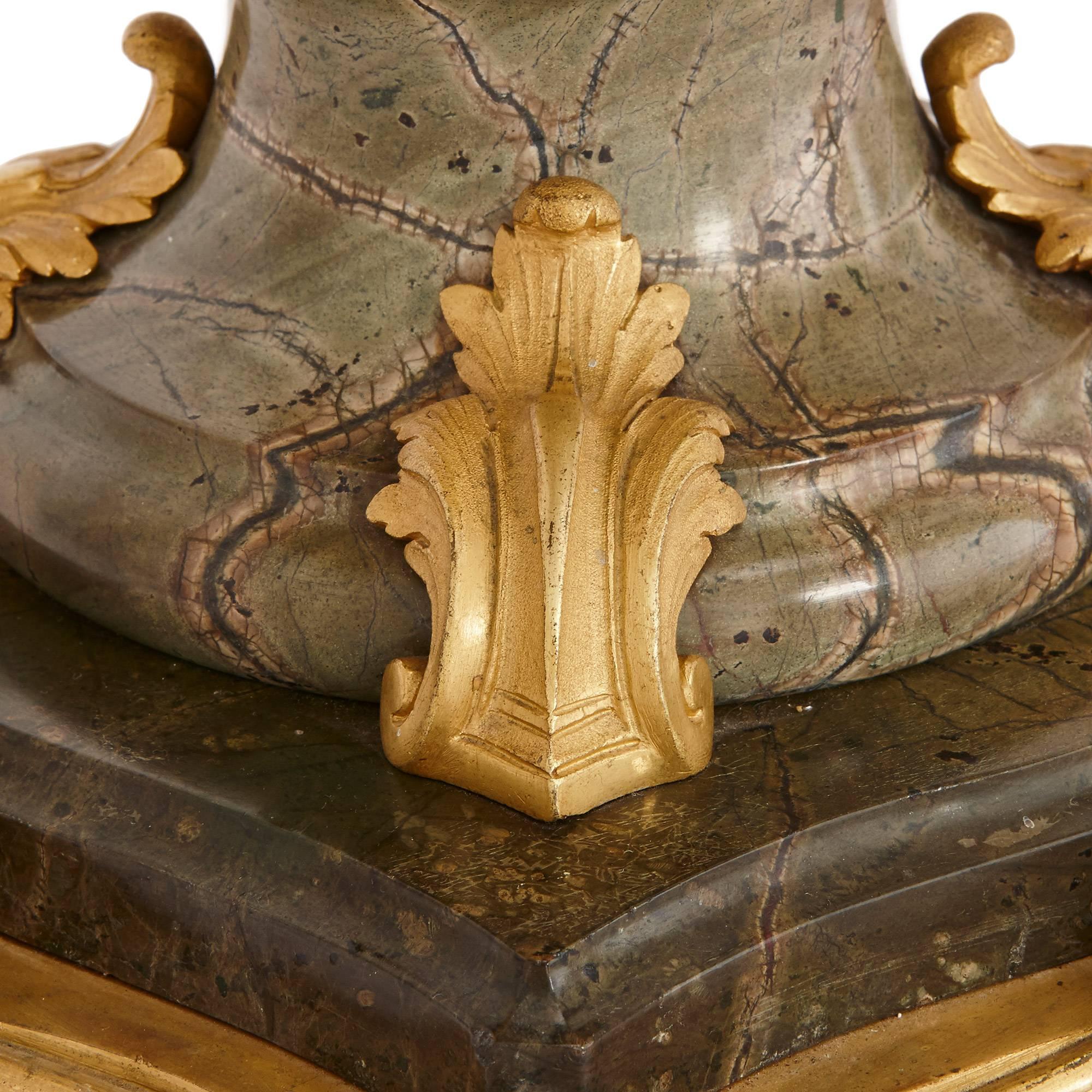 French Ormolu-Mounted Rococo Style Antique Marble Urn For Sale