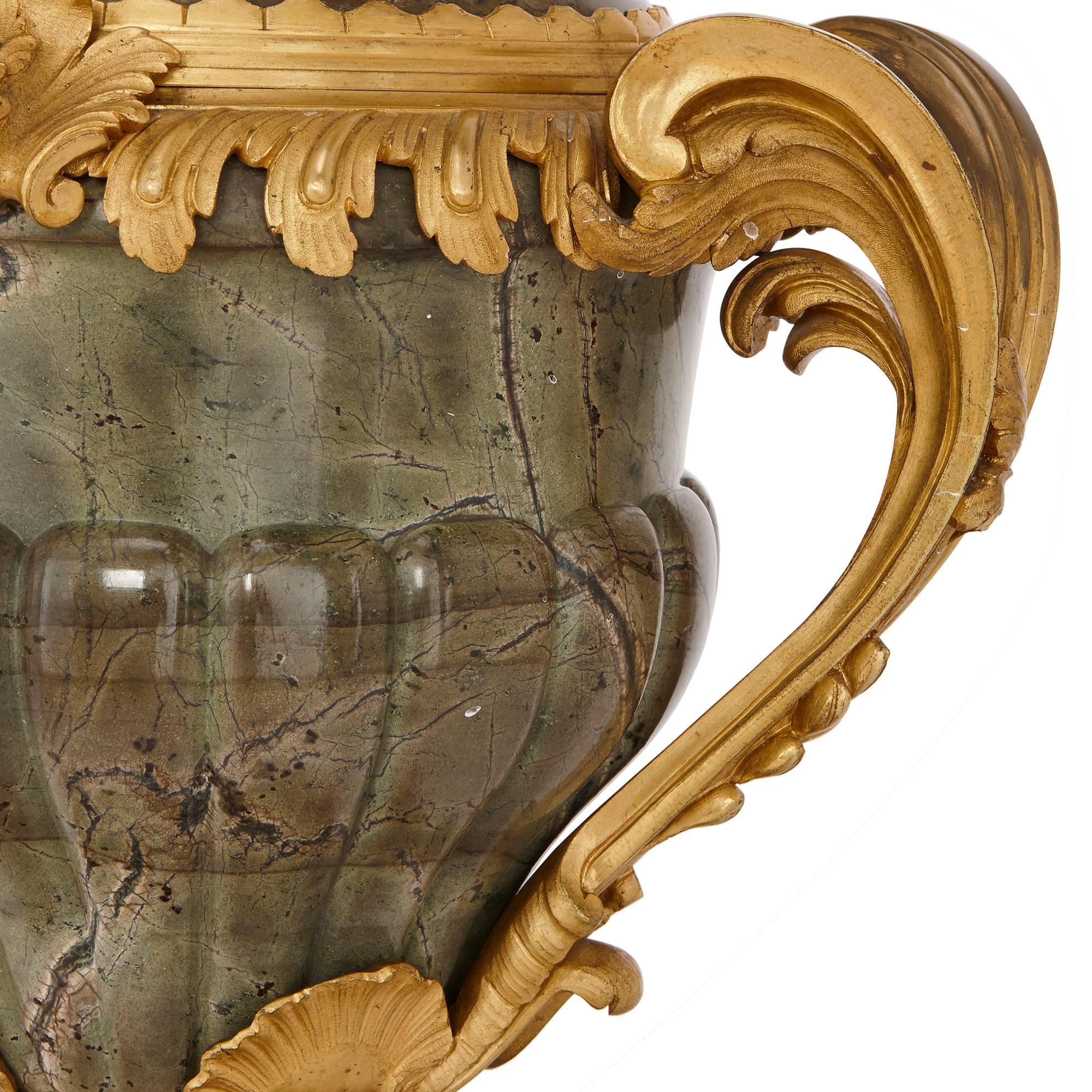 Ormolu-Mounted Rococo Style Antique Marble Urn In Excellent Condition For Sale In London, GB