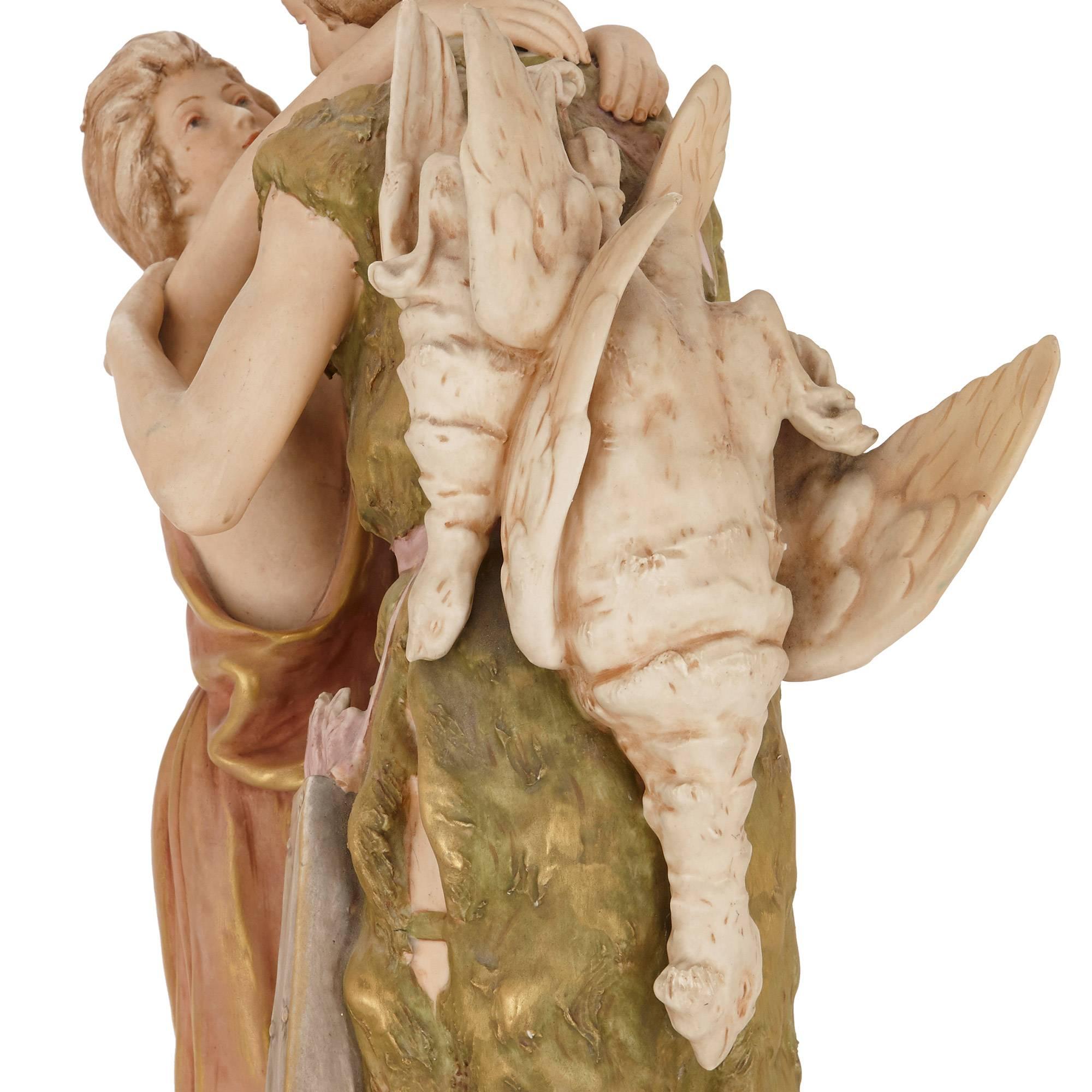 Antike böhmische Porzellangruppe von Royal Dux (20. Jahrhundert) im Angebot
