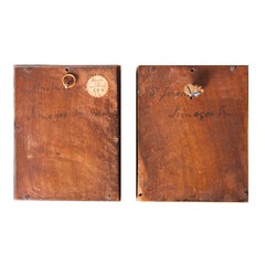 Antikes Paar Limoges-Emaille-Plaketten des heiligen Jerome und des Papsts Leo II.