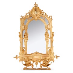 Antique 19th Century Empire Style Ormolu Table Mirror