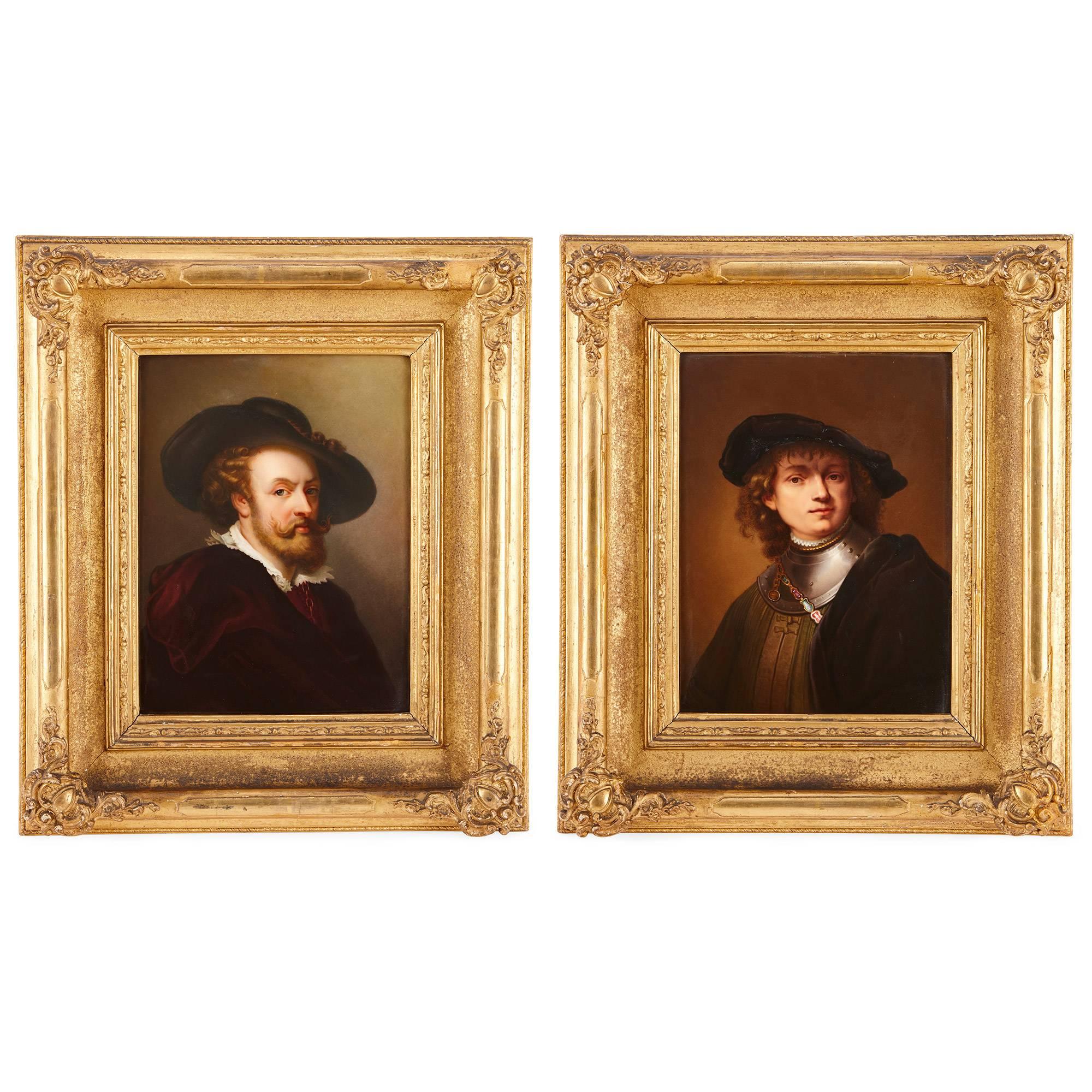 Paar KPM-Porzellanplaketten aus dem 19. Jahrhundert