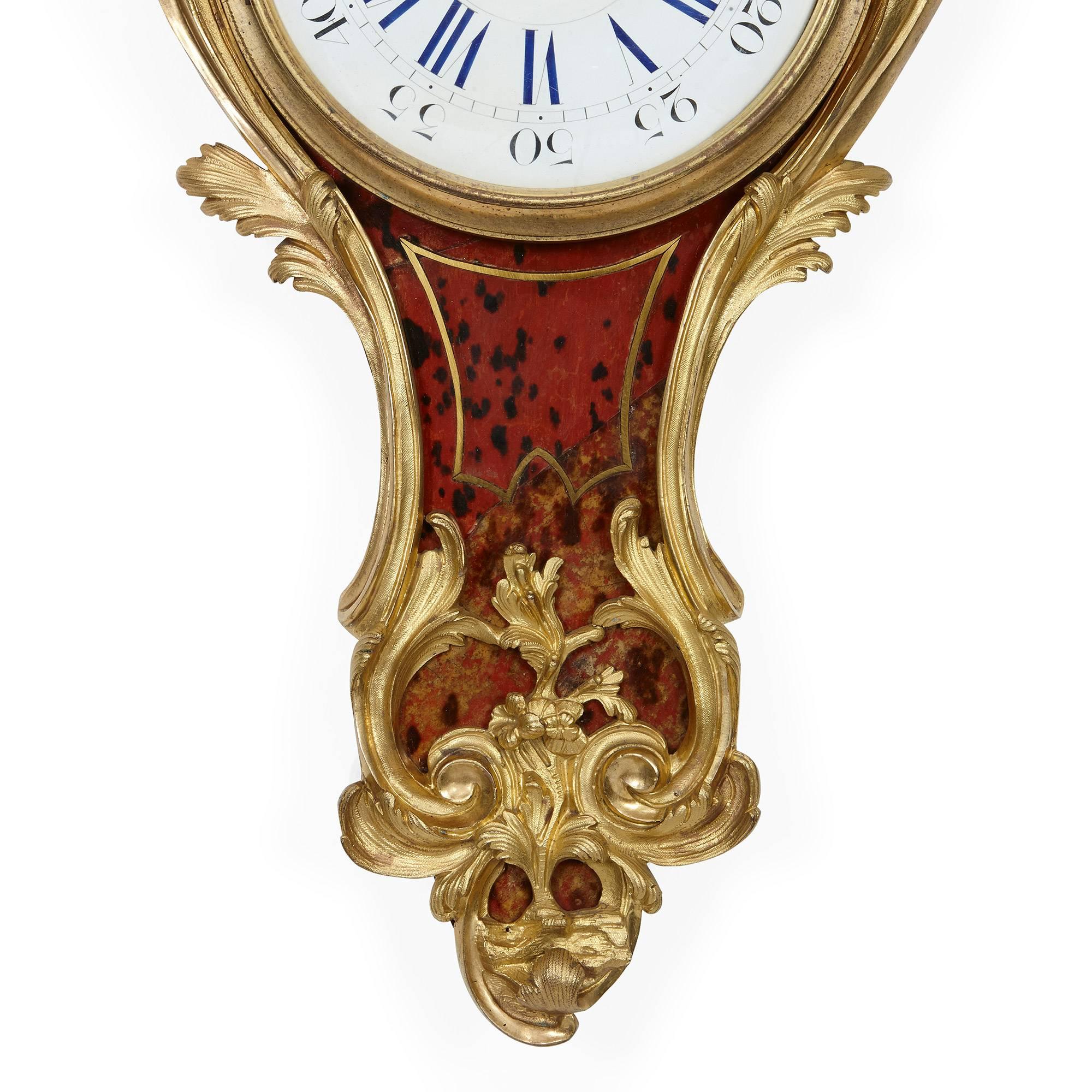 19th Century Louis XV Style Ormolu-Mounted Tortoiseshell Clock and Barometer Set by Gleizes For Sale