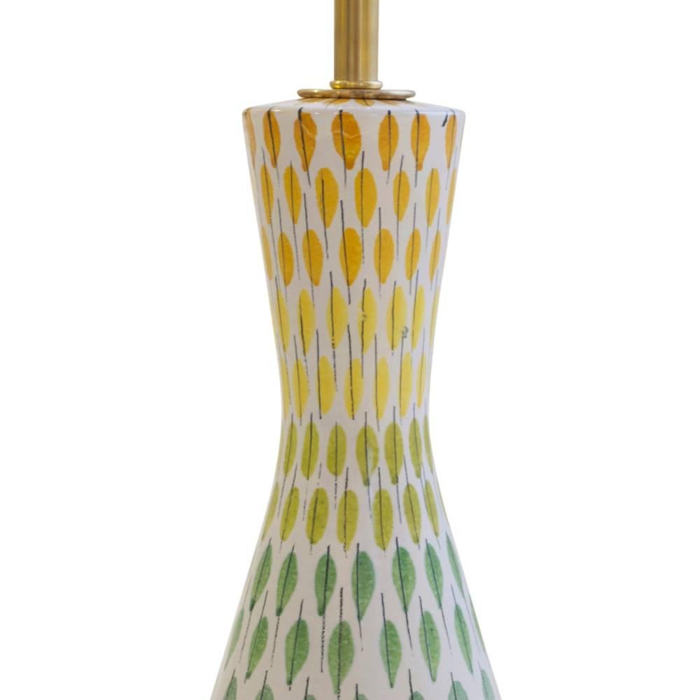Bitossi Raymor Ceramic Table Lamp Multi-Colored Feather Signed Italy 1950's. Large Italian ceramic table lamp made by Bitossi and imported to the United States by Raymor. Designed by Aldo Londi. 