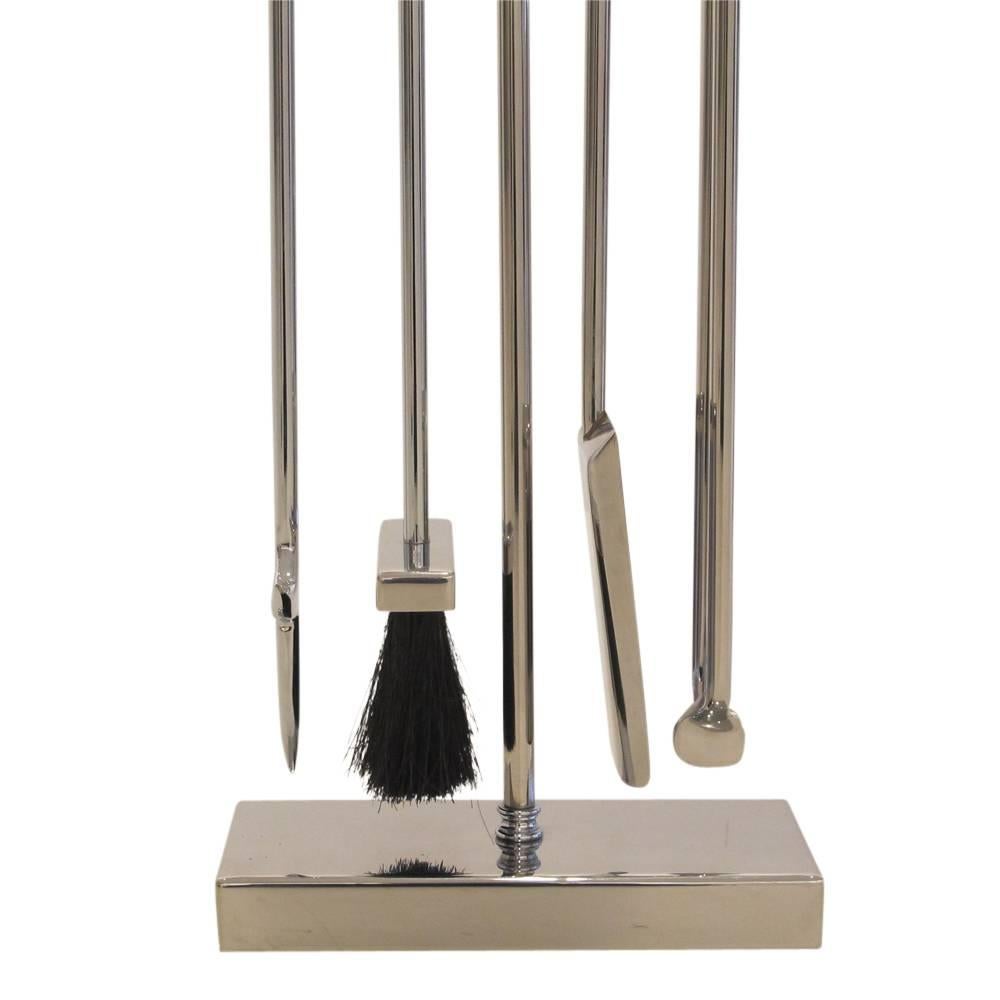 Plated Danny Alessandro Fireplace Tools in Nickel, USA, 1970s