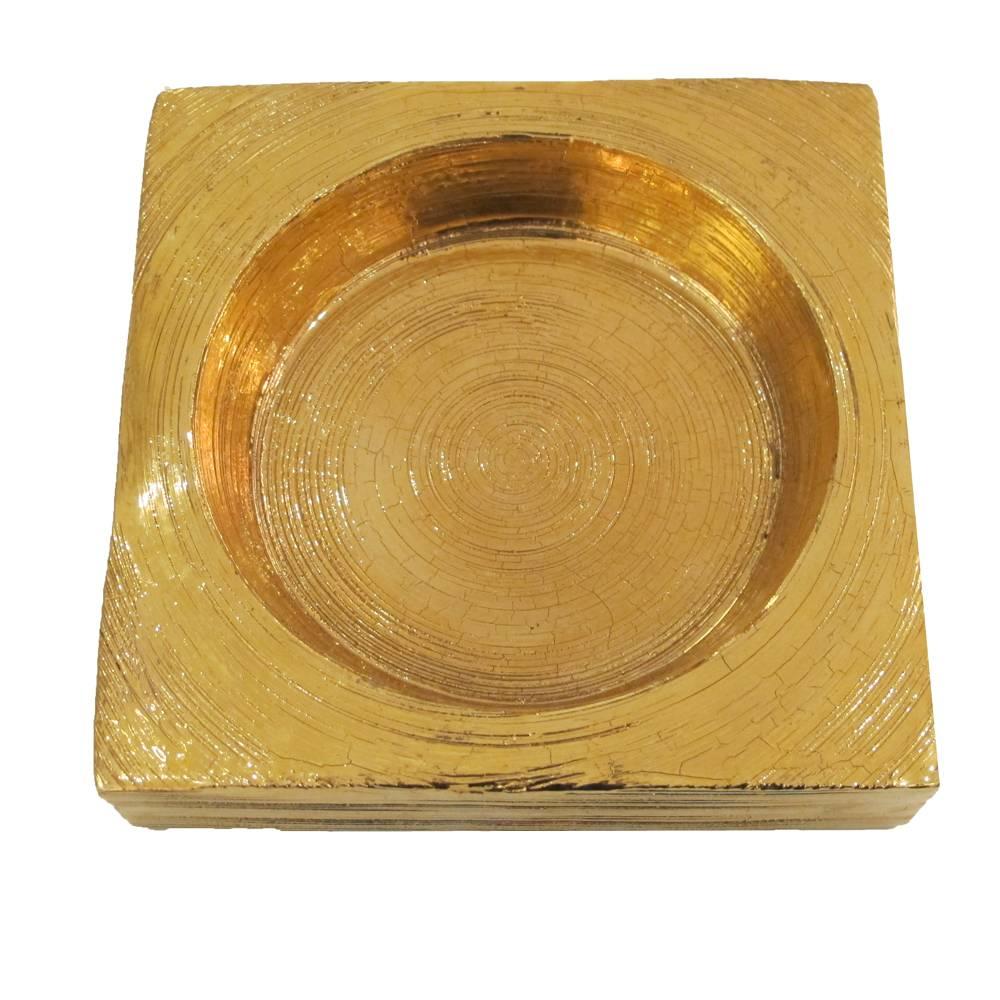 Glazed Bitossi Gold Glaze Bowl for Rosenthal Netter Signed, Italy, 1970s