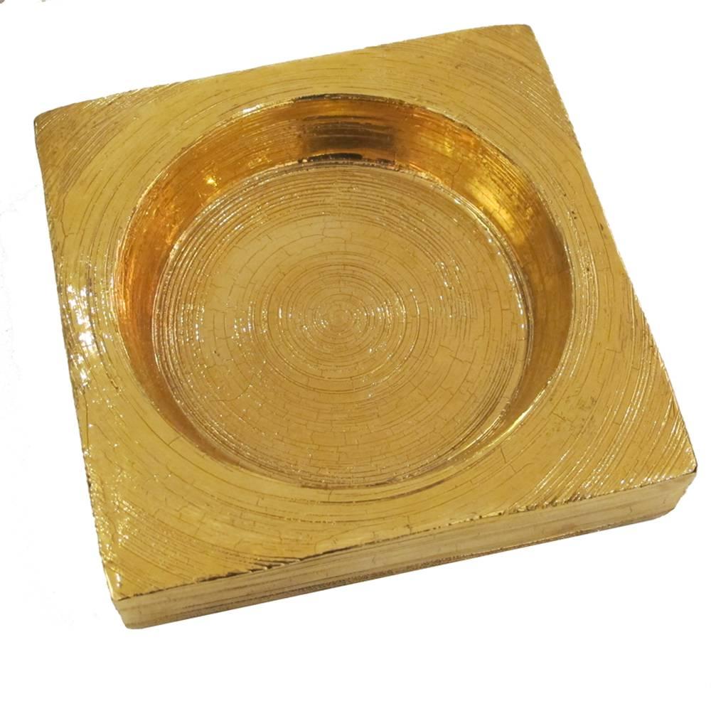 Mid-Century Modern Bitossi Gold Glaze Bowl for Rosenthal Netter Signed, Italy, 1970s
