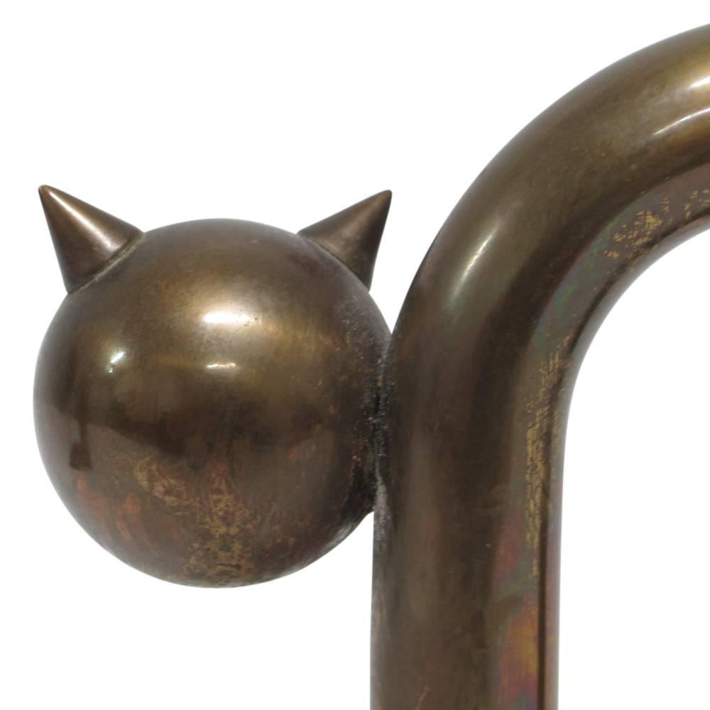 brass cat bookends