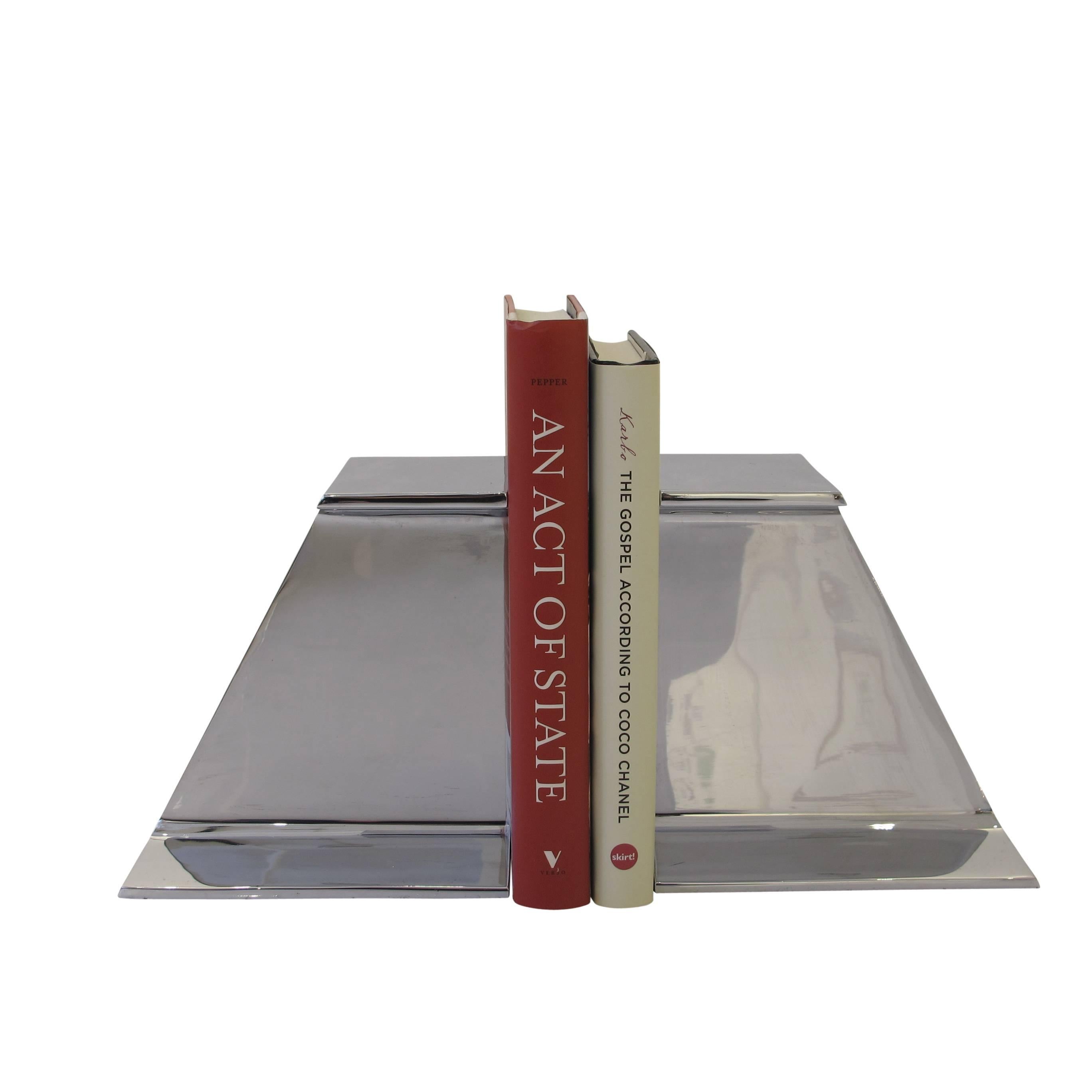 I-Beam Bookends Polished Chrome Pair, USA, 1970s In Excellent Condition In New York, NY