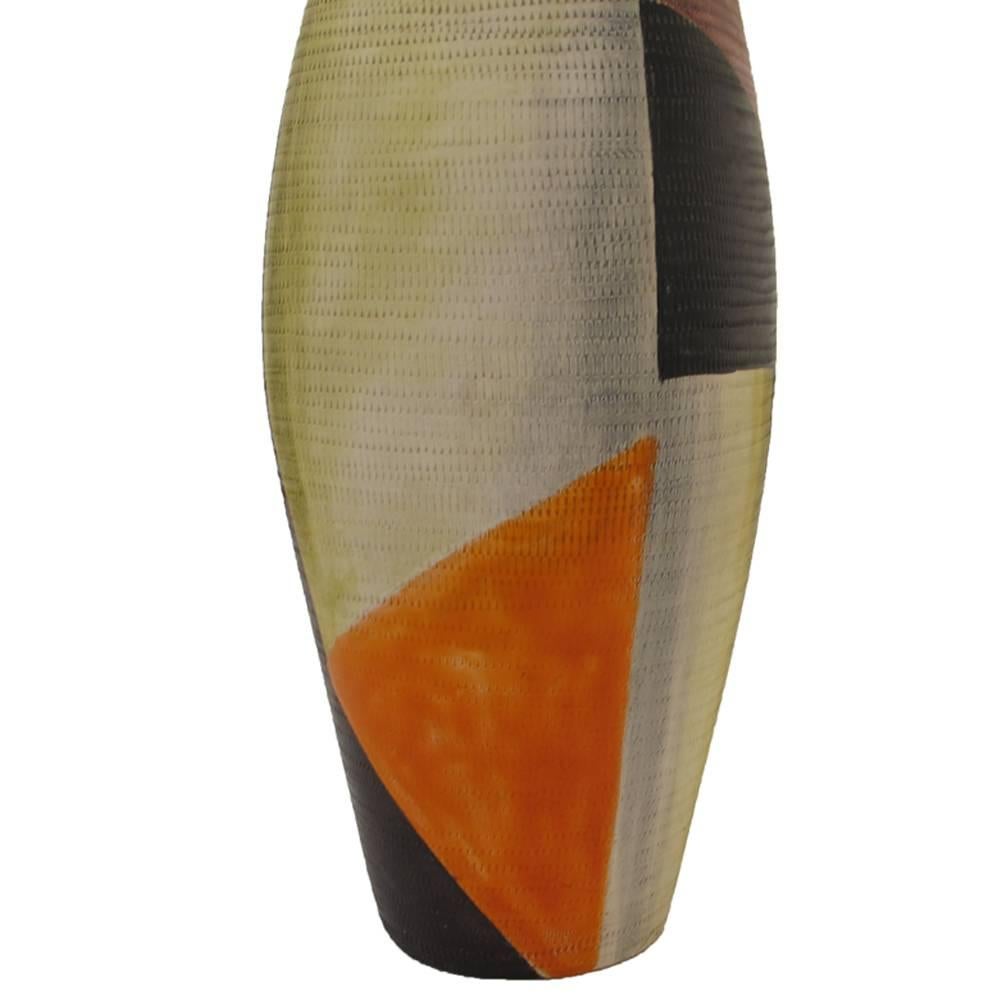 Mid-20th Century Bitossi Raymor Ceramic Vase Geometric, Italy Signed, 1950s