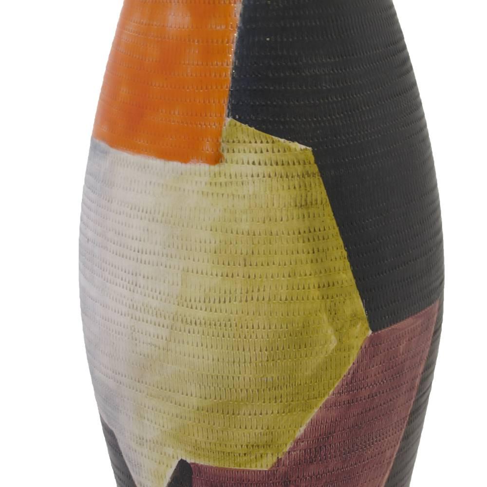 Bitossi Raymor Ceramic Vase Geometric, Italy Signed, 1950s In Excellent Condition In New York, NY