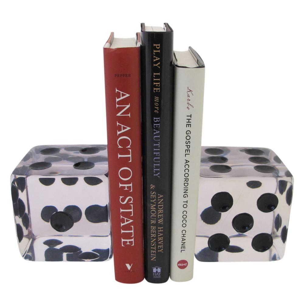 Polished Lucite Dice Bookends, USA, 1970s