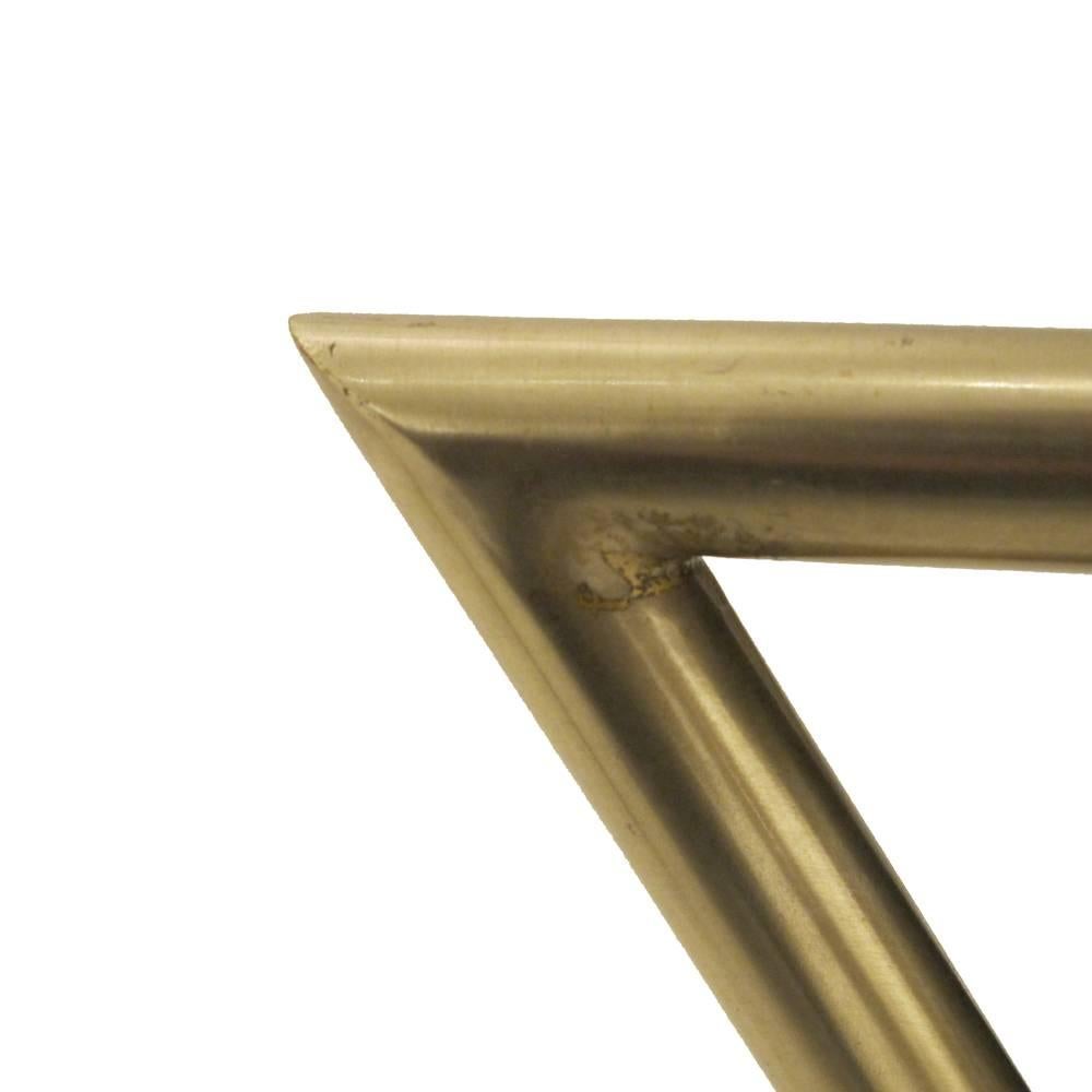 Donald Deskey Style Andirons, Brass Triangle 1