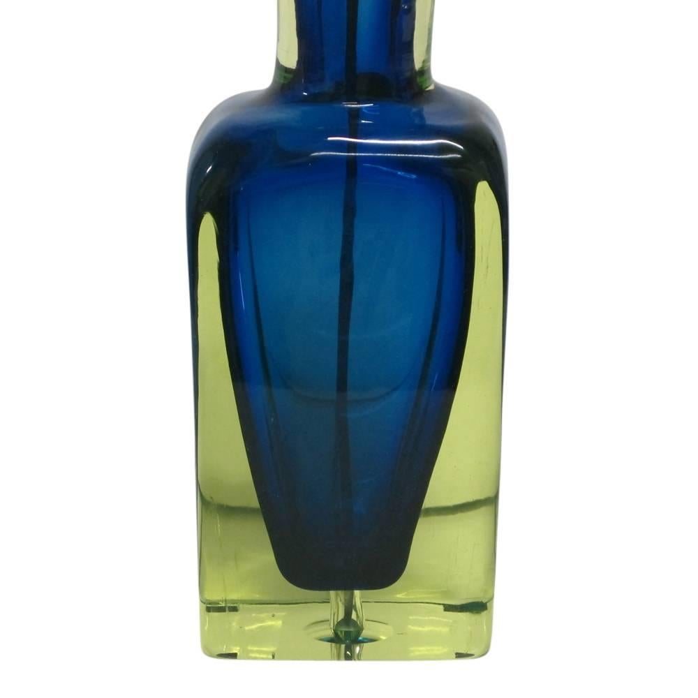 Murano Sommerso Italian Glass Lamp Blue Chartreuse Da Ros Cenedese, Italy, 1960s In Good Condition In New York, NY