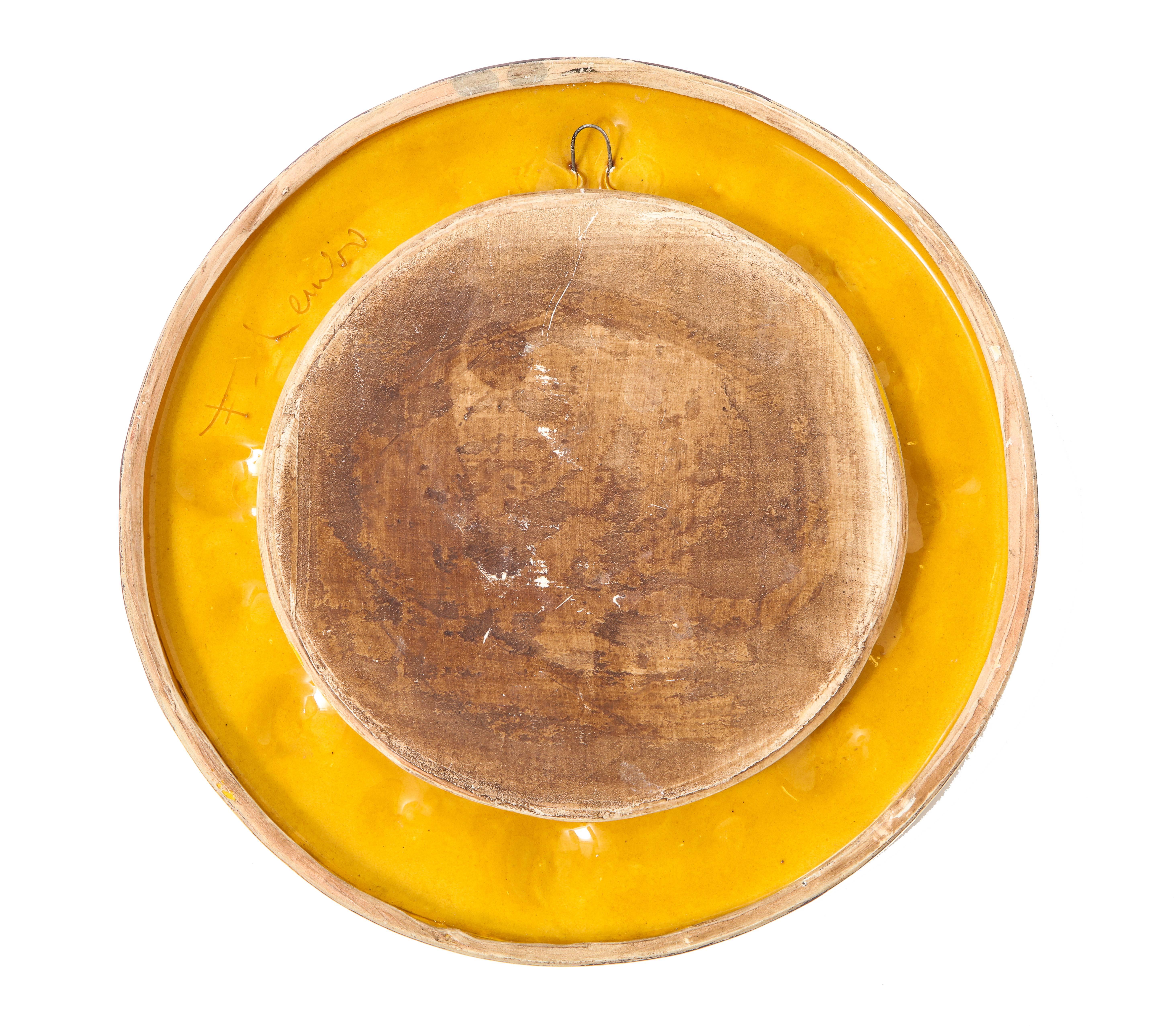 Mid-Century Modern François Lembo Mirror, Ceramic, Jeweled, Gold, Turquoise, Black, Ruby, Signed