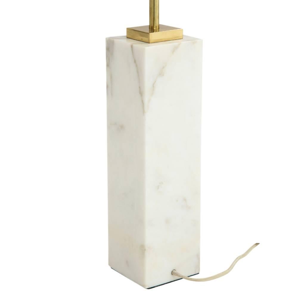 American T.H. Robsjohn-Gibbings for Hansen Table Lamp, White Marble, Brass For Sale