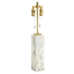 T.H. Robsjohn-Gibbings Marble Table Lamp Brass White Hansen New York, USA, 1950s