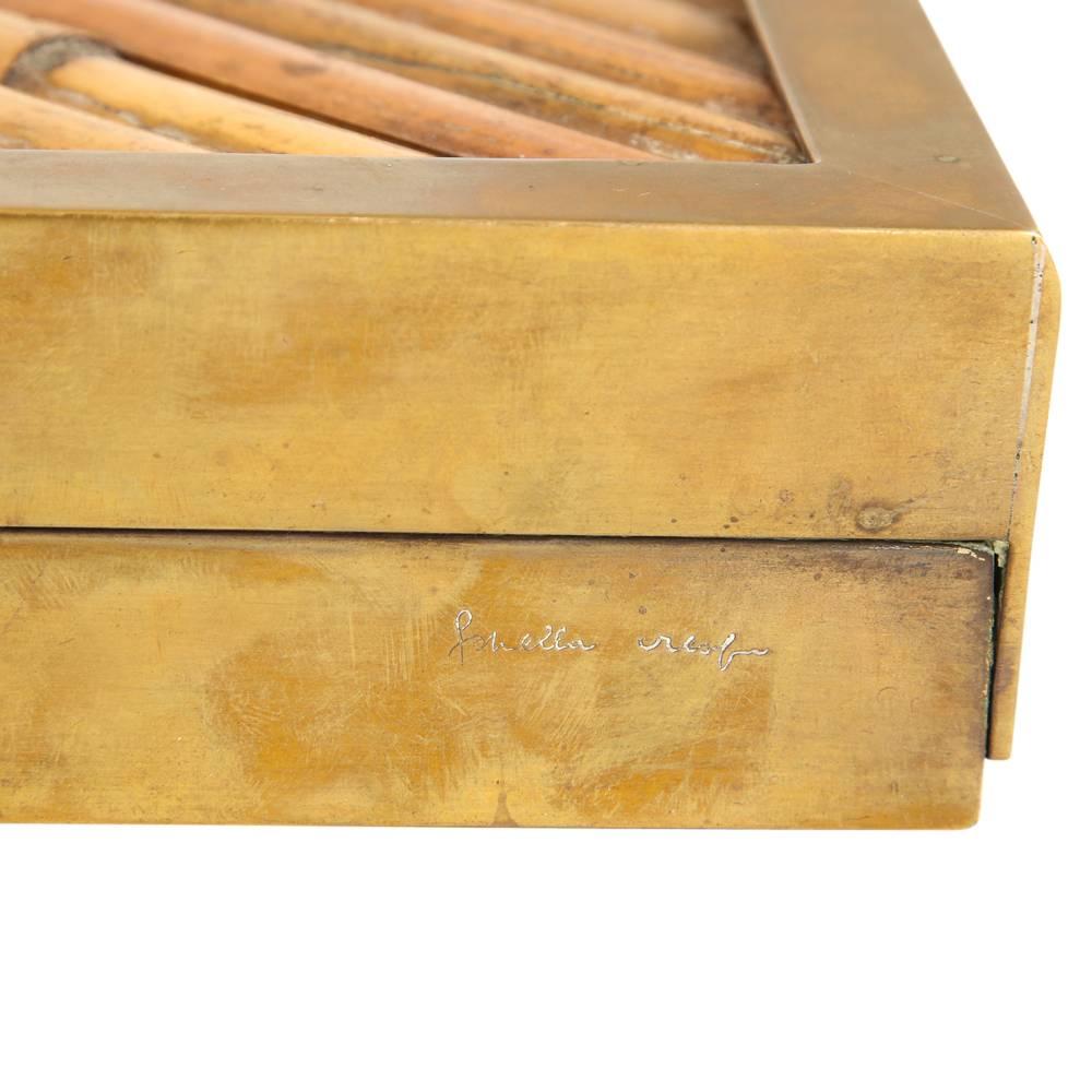Gabriella Crespi Bamboo Brass Box Hinged Signed, Italy, 1970s 3